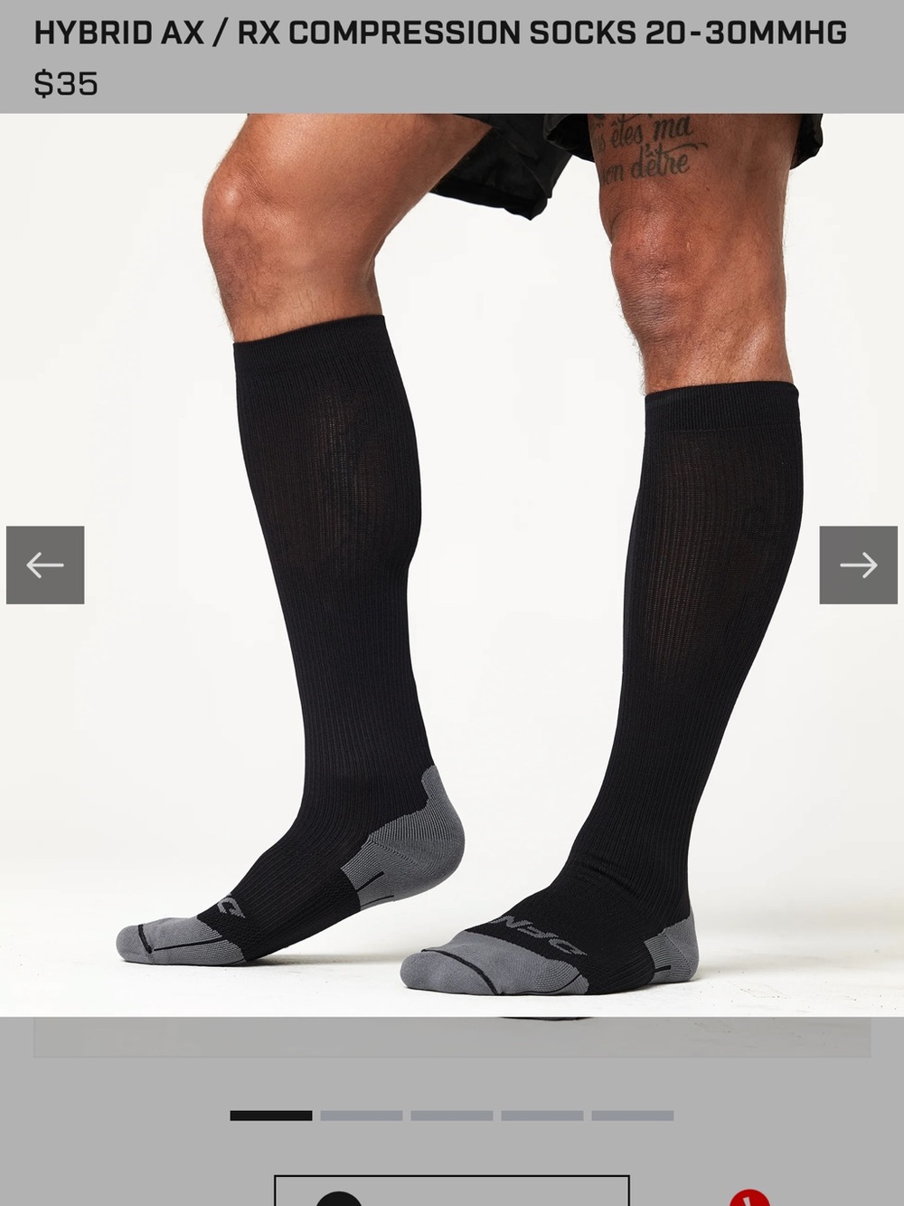 DFND Hybrid AX/RX Black Compression Athletic Socks with Gray Heel & Toe- 2 pairs